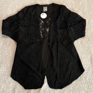 Vocal long sleeve cardigan jacket size large black lace